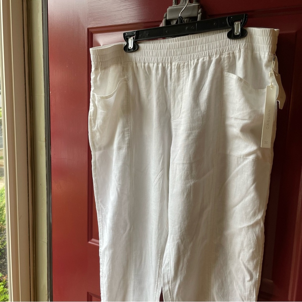 Caslons Womens White Linen Blend Pant Size L NEW WITH TAGS NORDSTROM